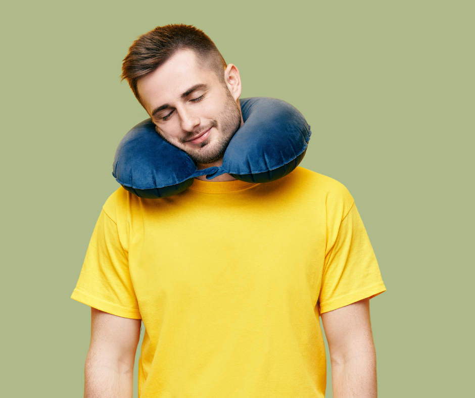 BCOZZY Neck Pillow for Travel Provides Double Support to The Head, Neck, and Chin in Any Sleeping Position on Flights, Car, and at Home, Comfortable Airplane Travel Pillow, Large, Navy